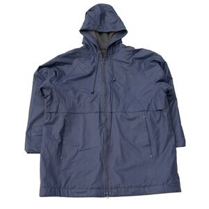 Misty Harbor Men's Hooded Rain Jacket Blue Fleece Lined Waterproof Coat Size L